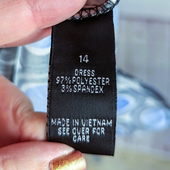 AB Studio Blue/Black/White Circles Sleeveless Dress - Picture 9 of 9